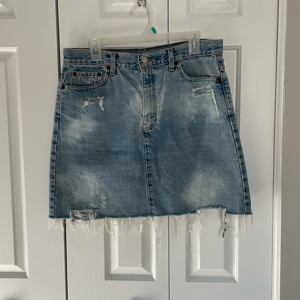 Levi distressed jean miniskirt